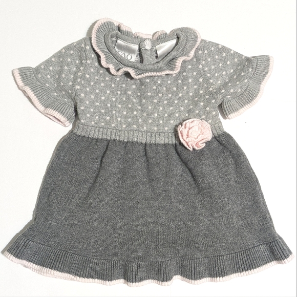 FAO Schwarz Gray Polka Dot Knit Sweater Dress Size: 3mo. - Picture 1 of 5